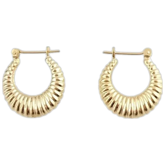 Gold Ribbed Hoop Earrings