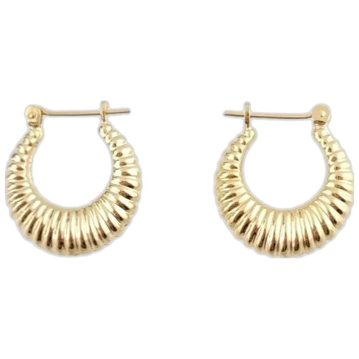 Gold Ribbed Hoop Earrings