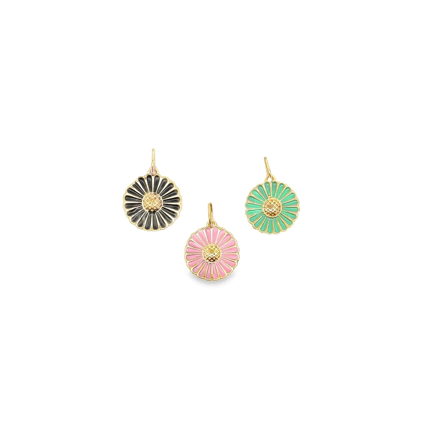 Gold Daisy Pendant With Enamel Colors