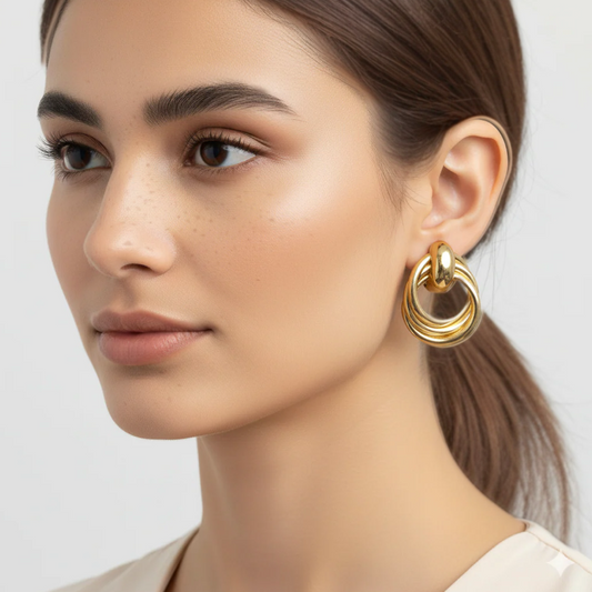 Triple Ring Intertwined Earrings