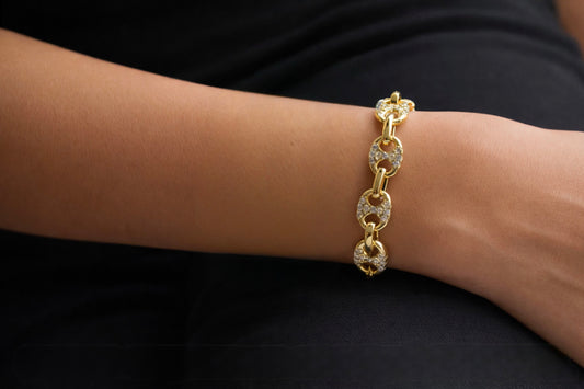Thick Power Anchor Link Pavé Bracelet-10mm