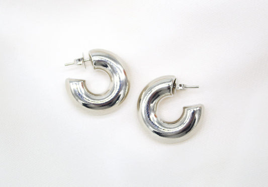 Thick Rounded C-Hoop Earrings