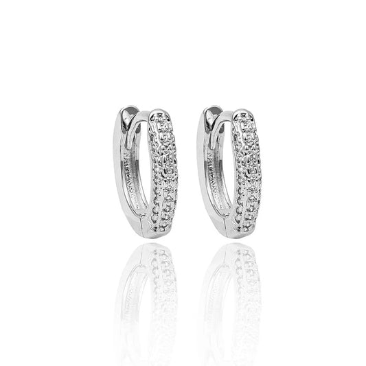 Slim Round Pave Diamond Tennis Huggie Earrings