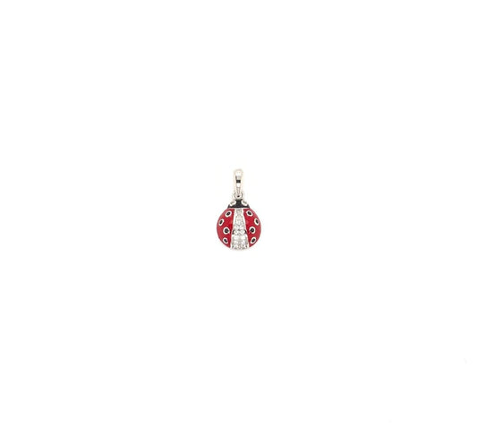 STERLING SILVER CZ PAVE & ENAMEL LADY BUG PENDANT