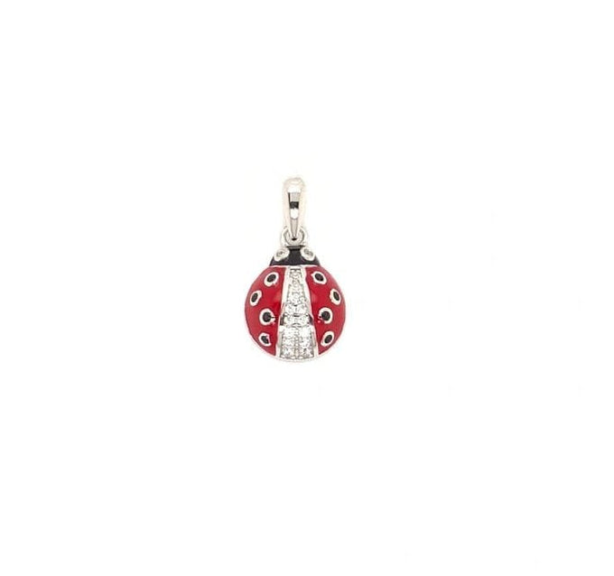 Enamel Lad Bug with Pave Diamonds Charm