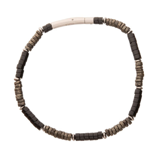 Men's Shadow Wolf (Onyx / Pyrite) Heishi Bead Bracelet