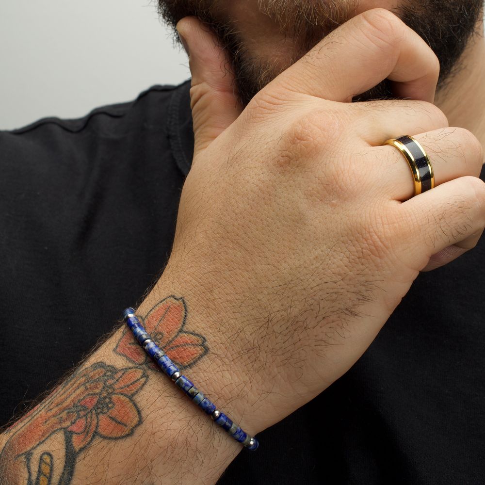 Men's Blue Lapis Lazuli Heishi Bead Bracelet