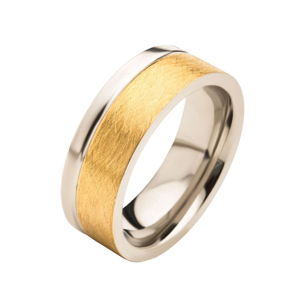 Men's Brushed Two Tone Gold/Silver Ring