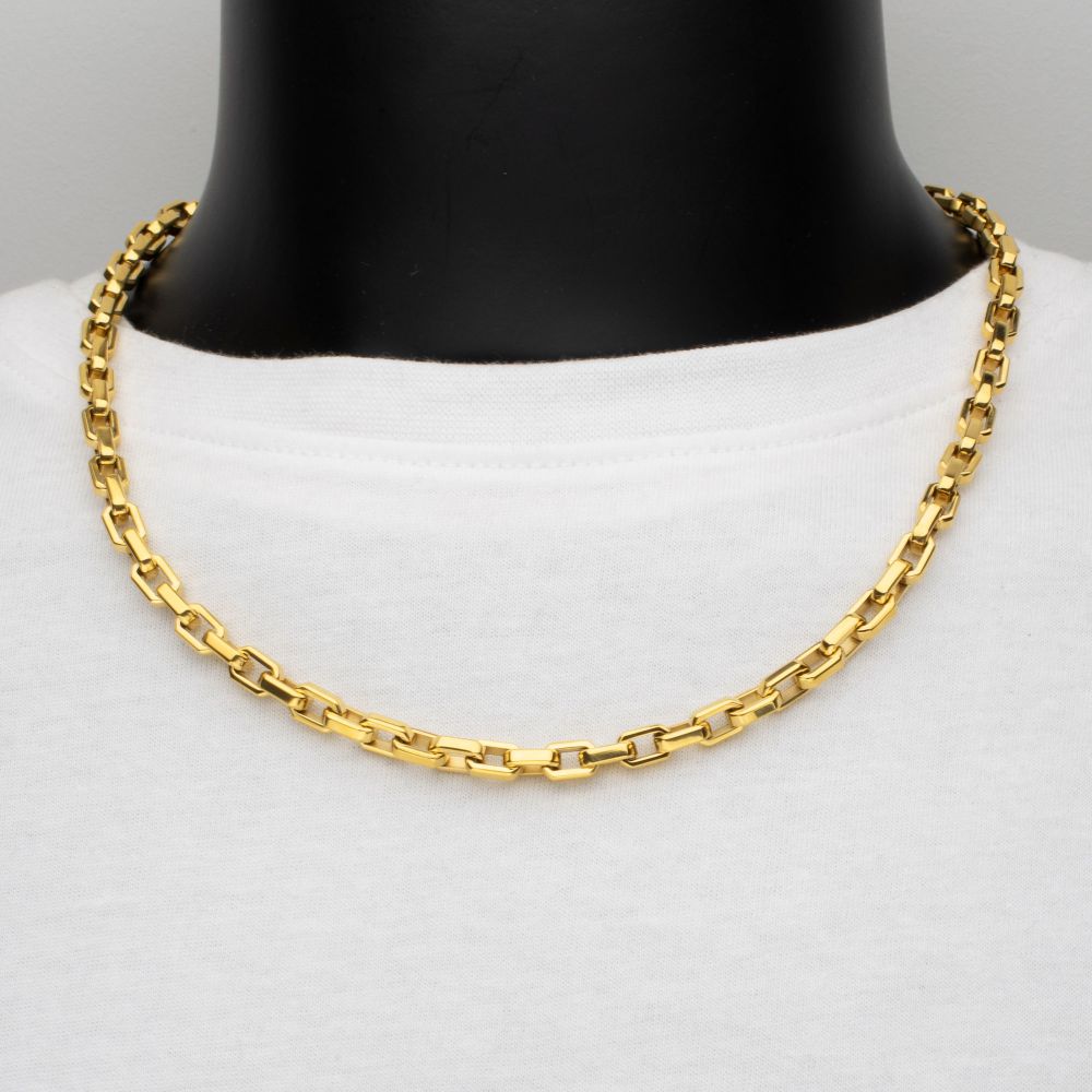 Men's Polished Finish 18Kt Gold IP Steel Paperclip Chain Necklace - 6mm