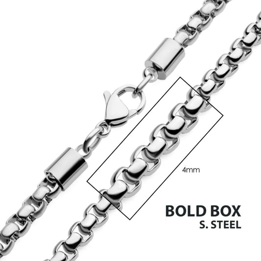 Men's Gold Box Chain Necklace - 4mm