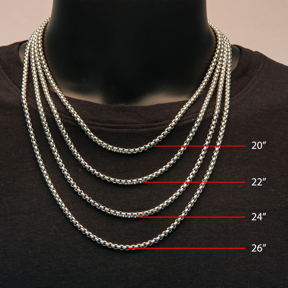 Men's Gold Box Chain Necklace - 4mm
