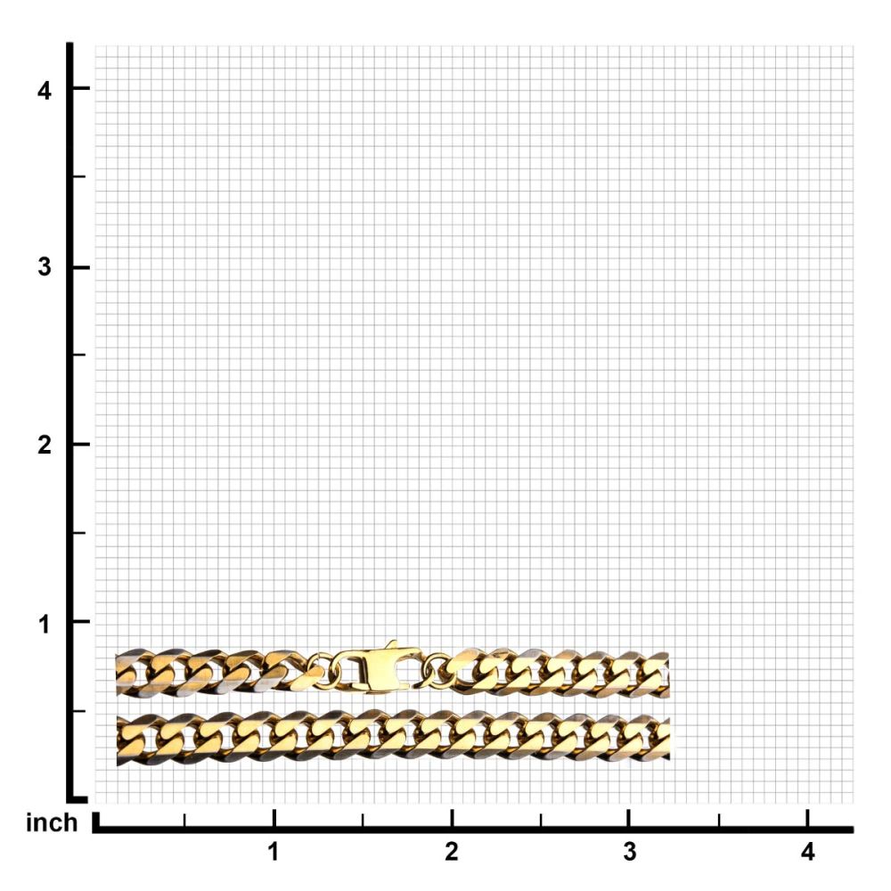 Men's Gold Diamond Cut Curb Chain with Lobster Clasp 8mm