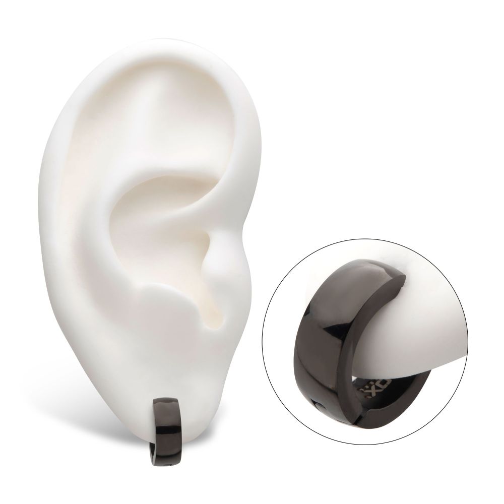 Men's Black Huggies Earrings