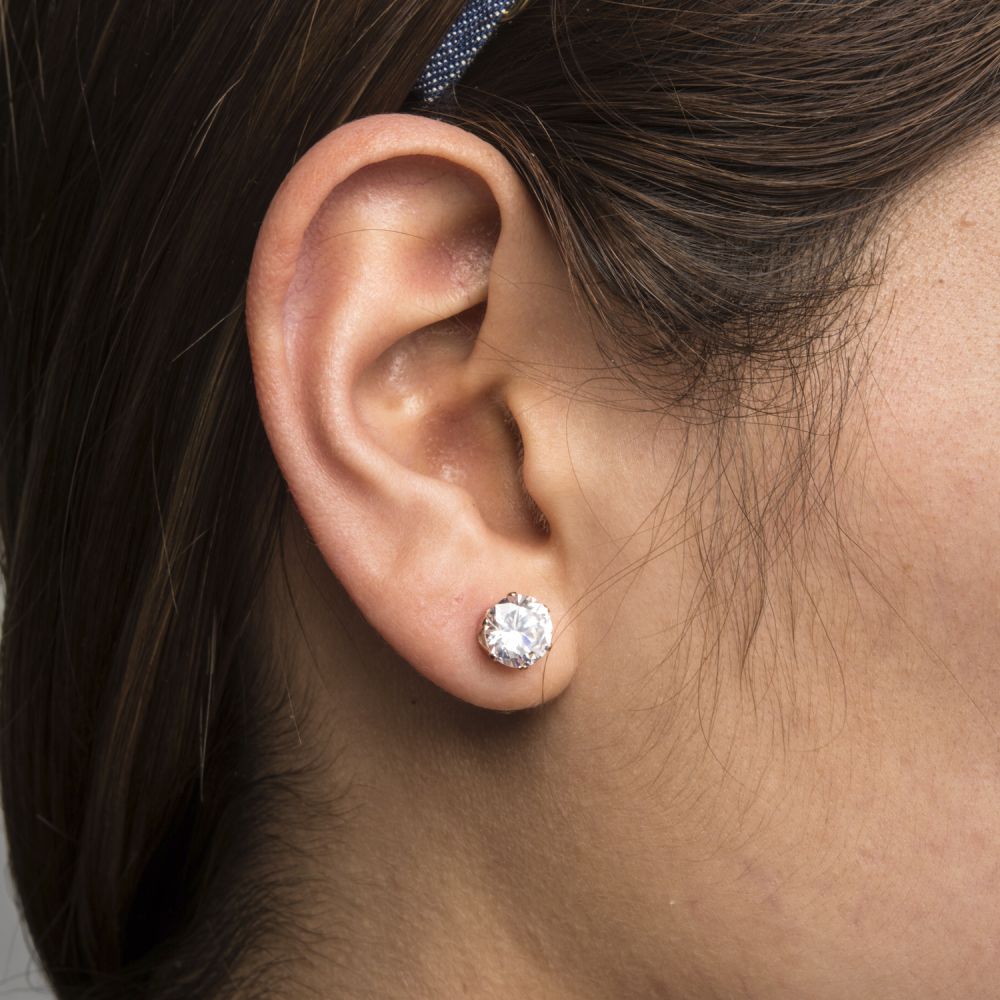Rose Gold Clear CZ Stud Earrings (Unisex)