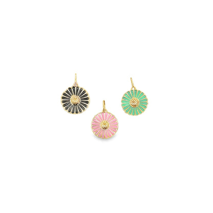 Gold Daisy Pendant With Enamel Colors