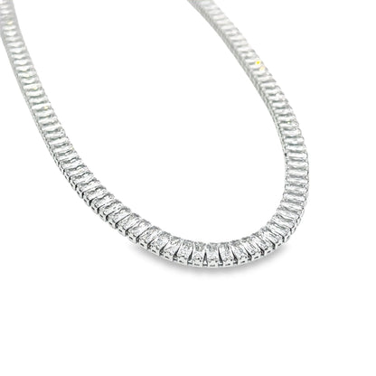 Baguette Tennis Necklace - Double Clasp  -15" 5mm
