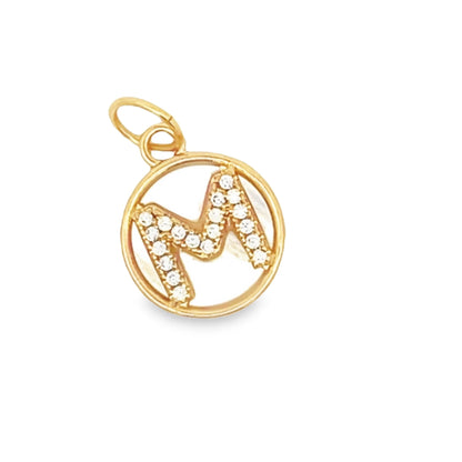 Round Diamond Letter Charm