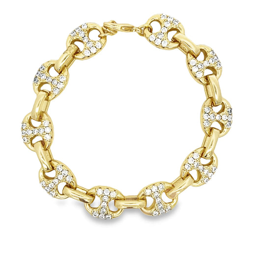 Thick Power Anchor Link Pavé Bracelet-10mm