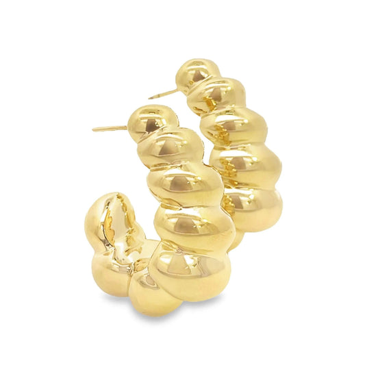 SCALLOPED J-HOOP EARRINGS- 10mm