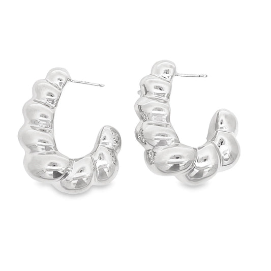 SCALLOPED J-HOOP EARRINGS- 10mm
