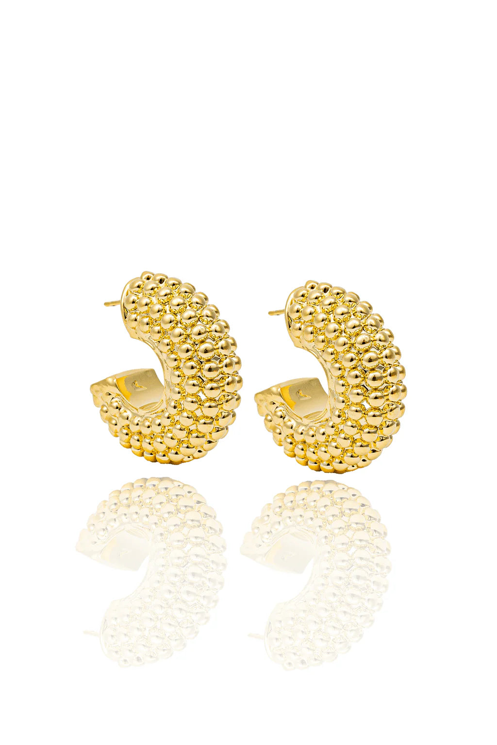 Thick Beaded C-Hoop Earrings