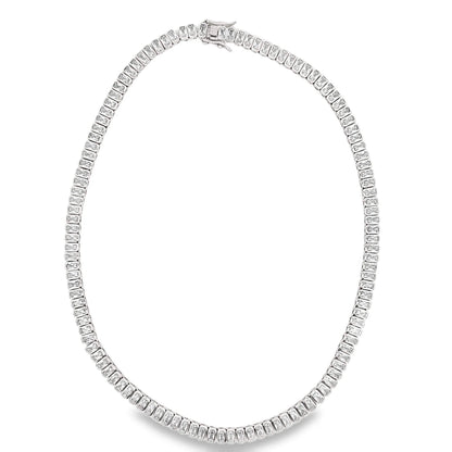Baguette Tennis Necklace - Double Clasp  -15" 5mm