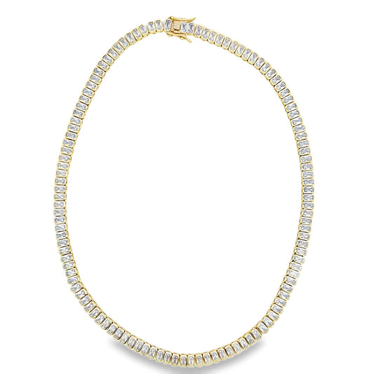 Baguette Diamond Tennis Necklace 5mm 16" 18"