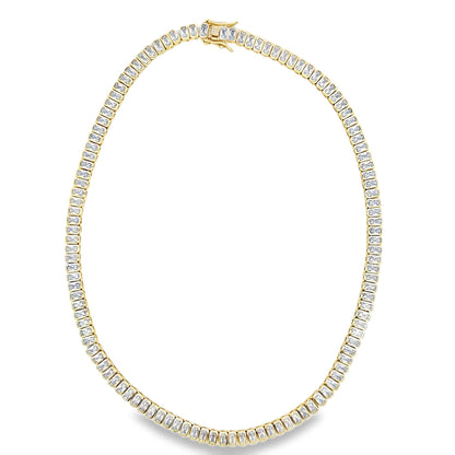 Baguette Tennis Necklace - Double Clasp  -15" 5mm