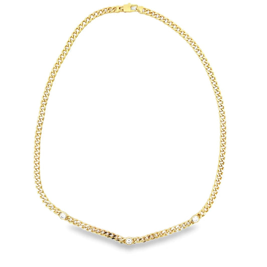 Diamond cuban link Necklace  4mm 7"