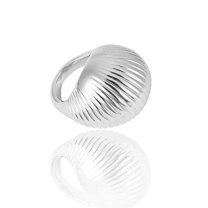 Women's Thick Croissant Ribbed Dome Ring