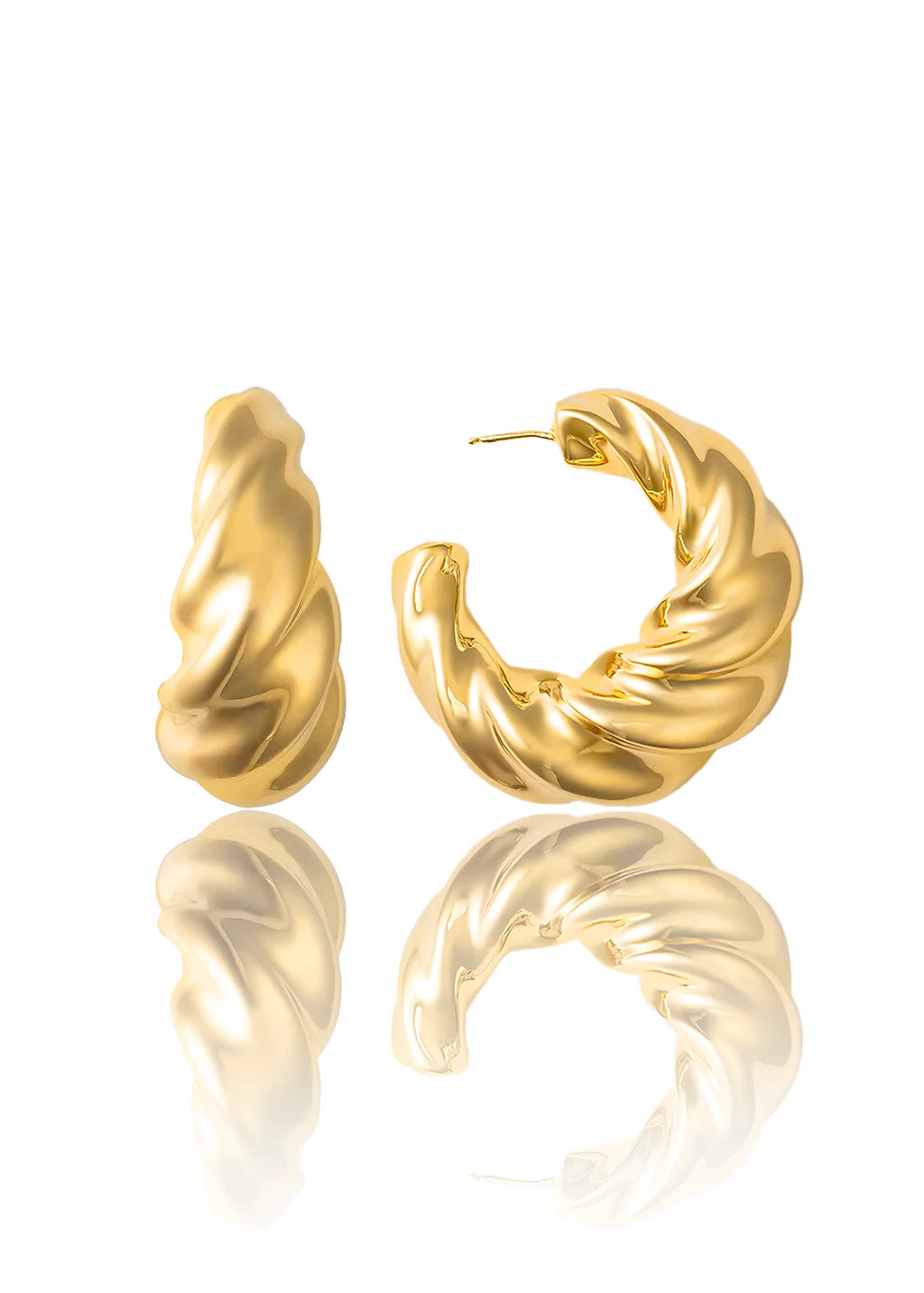 Croissant twist J-Hoop Earrings-20mm