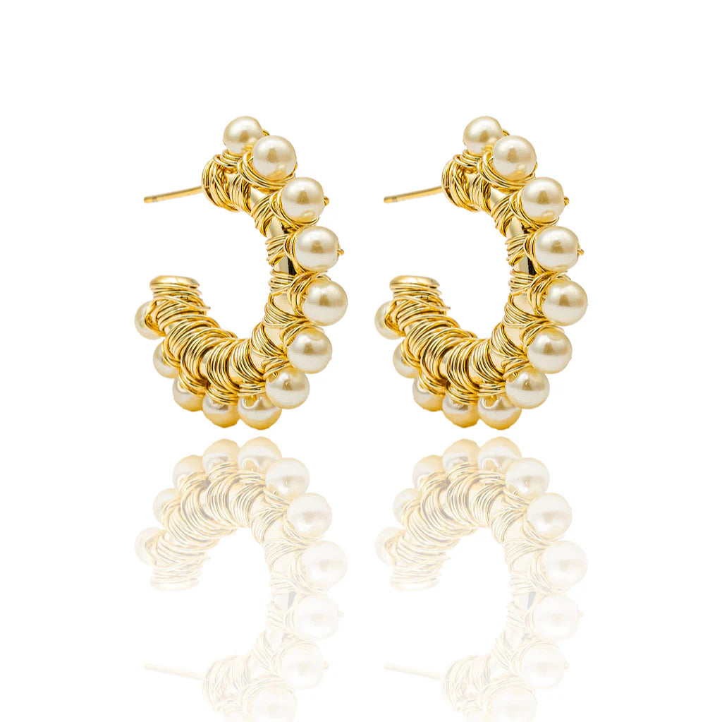 Pearl Interlaced C-Hoop Earrings