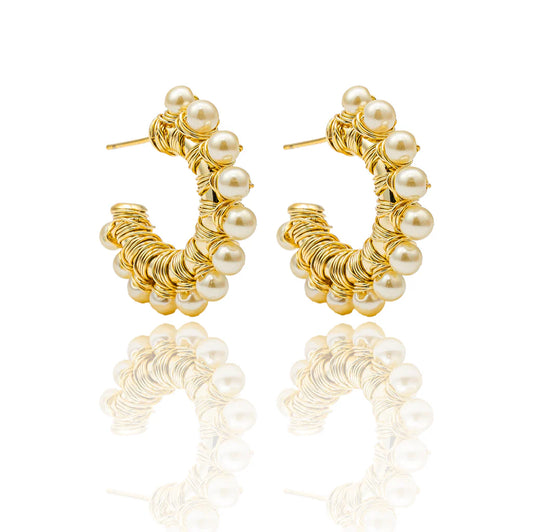 Pearl Interlaced C-Hoop Earrings