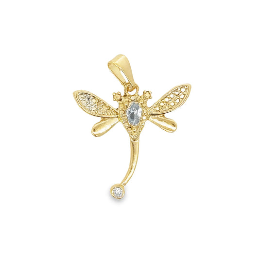 Diamond accented Dragonfly pendant 23mm