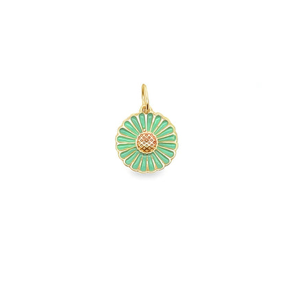 Gold Daisy Pendant With Enamel Colors