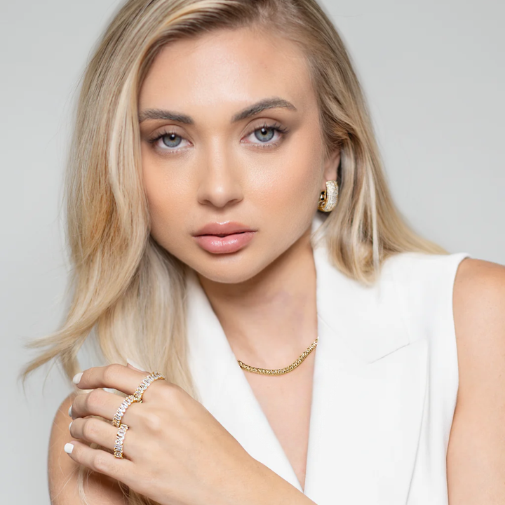 Women's Abstract Shaped Tennis Ring