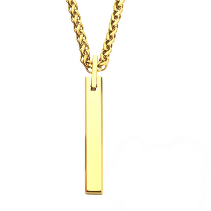 Men's Gold Tungsten Engravable Pendant - 22"