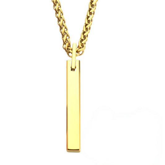 Men's Gold Tungsten Engravable Pendant - 22"
