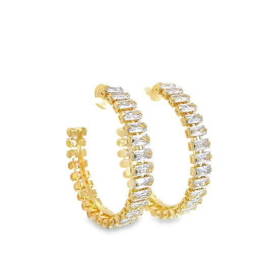 Baguette Diamond Hoop Earrings