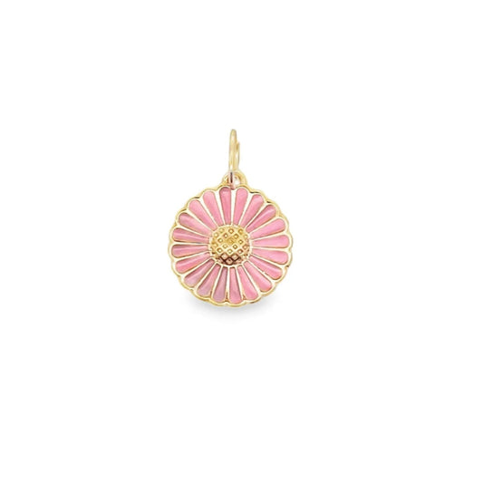 Gold Daisy Pendant With Enamel Colors