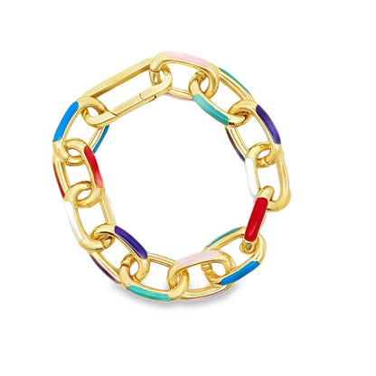 Chunky Multicolor Enamel Paperclip Link Bracelet