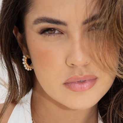 Pearl Interlaced C-Hoop Earrings