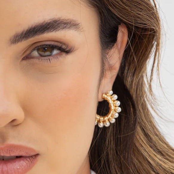 Pearl Interlaced C-Hoop Earrings