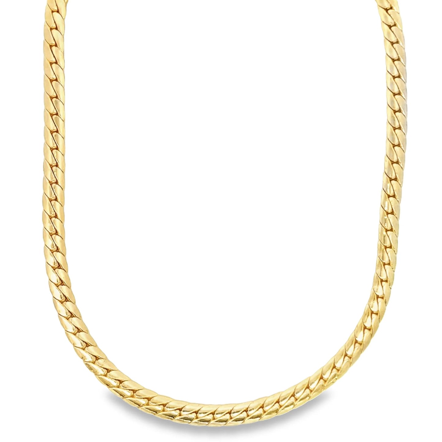 Diamond Cut Flat Cuban Chain Necklace 6mm   20" - 24"