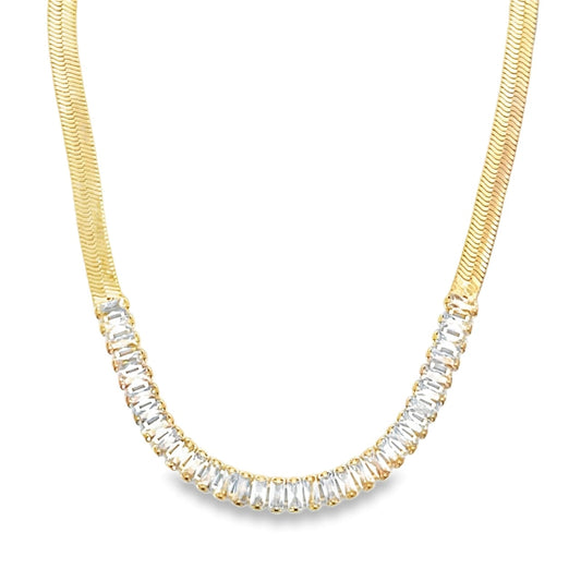 Women's Herringbone Baguette Diamond Necklace - 14"