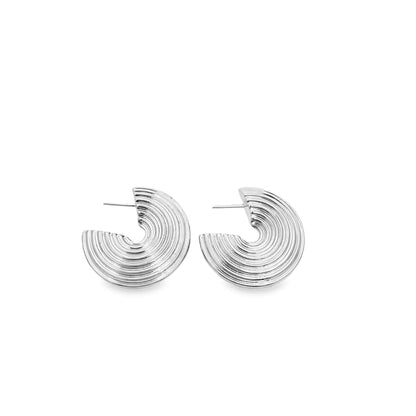 Ribbed Disc Hoop Earrings