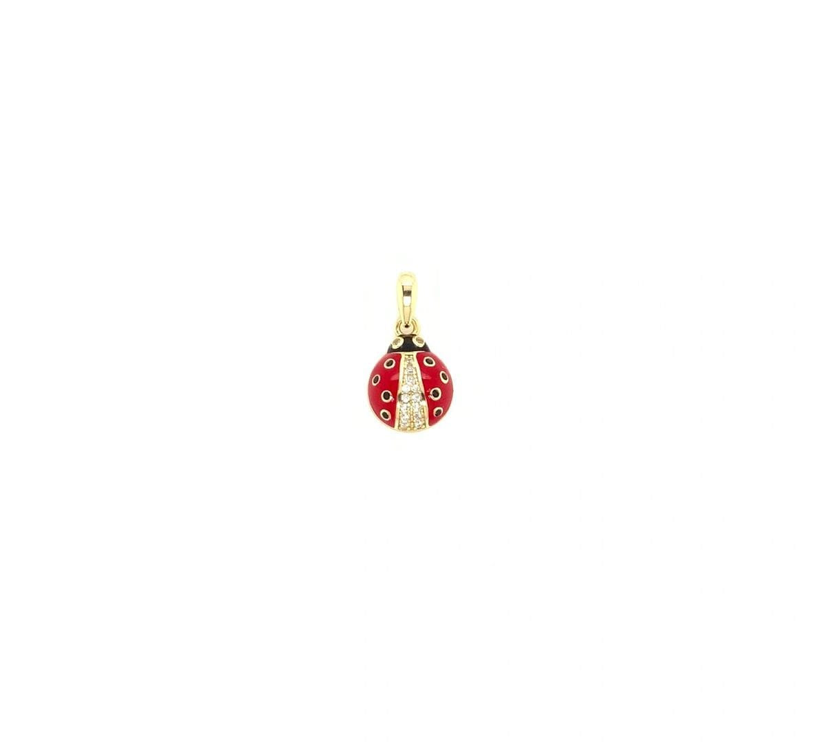 STERLING SILVER CZ PAVE & ENAMEL LADY BUG PENDANT