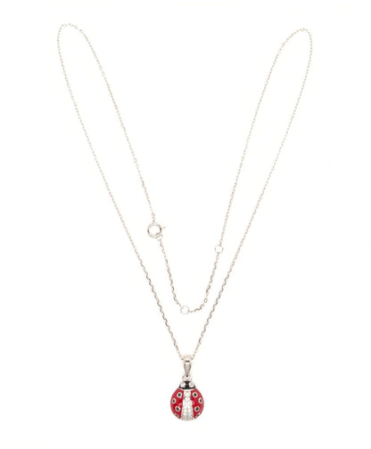 STERLING SILVER CZ PAVE & ENAMEL LADY BUG PENDANT