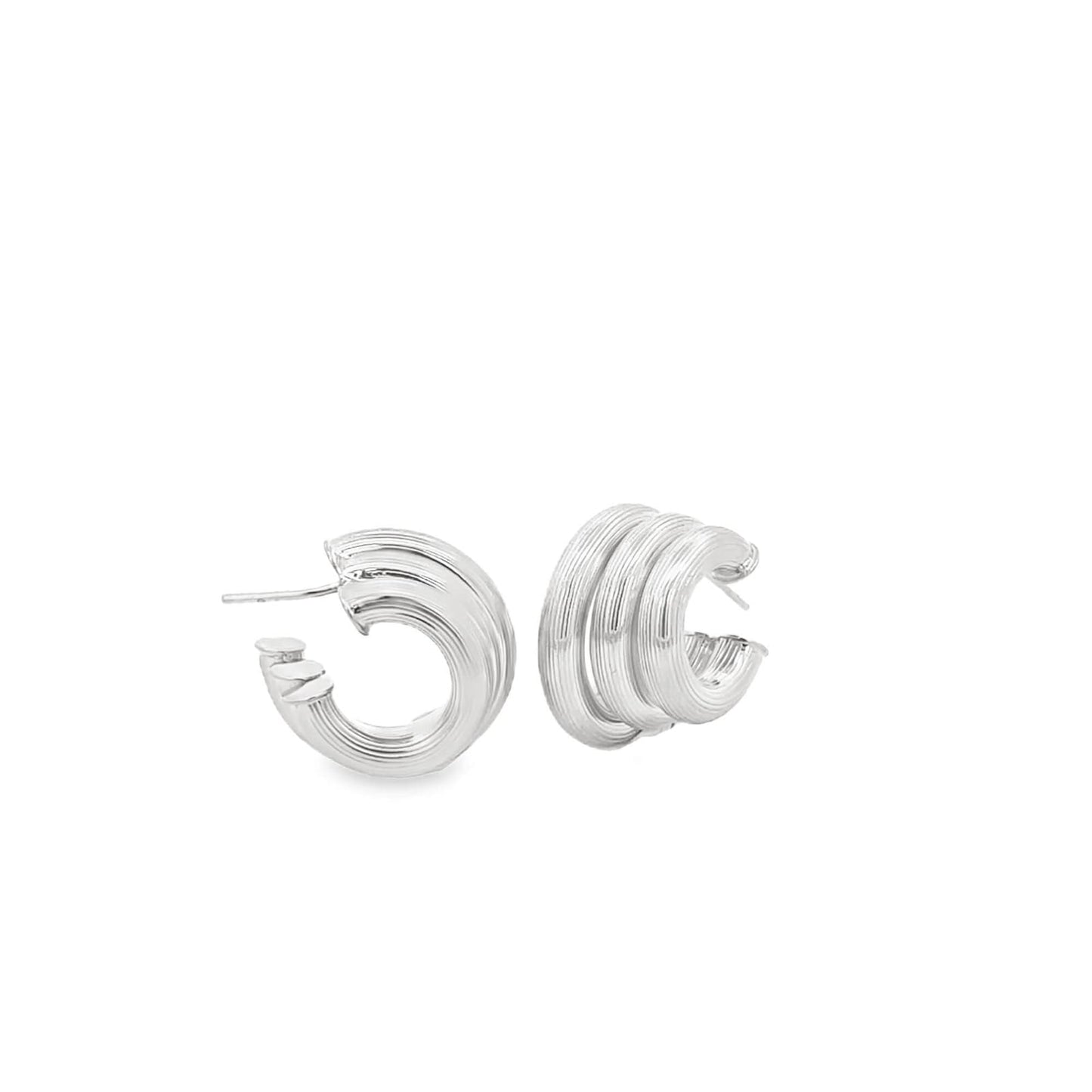 Triple Hoop Textured Earrings
