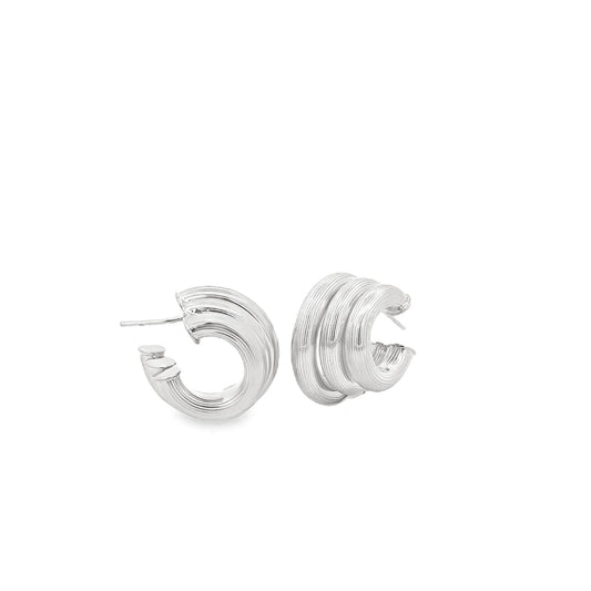 Triple Hoop Textured Earrings
